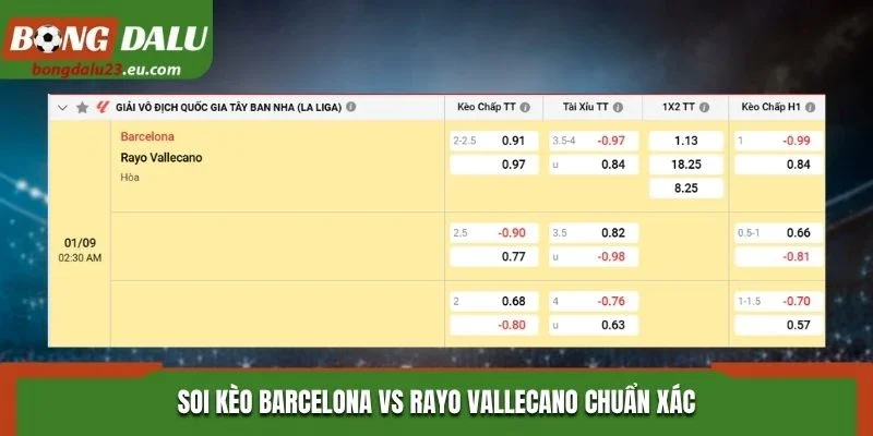 Soi kèo Barcelona vs Rayo Vallecano chuẩn xác từ bảng kèo